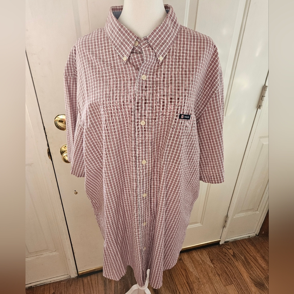 Chaps Red/White Checkered Casual Button Down Shirt - image 1